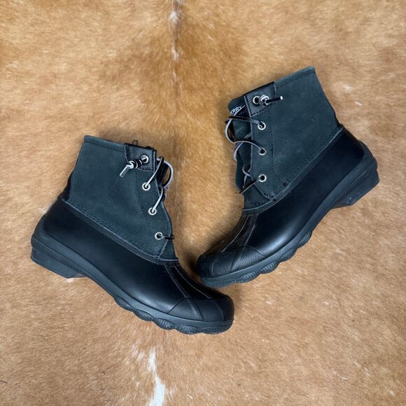 Sperry Duck Boots Black Waterproof Lace Up Winter Boots Size 7 (Fits 7.5–8) - Picture 1 of 9
